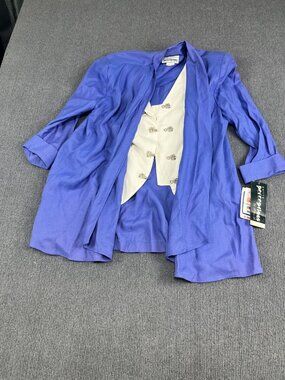 Petite Perceptions Womens Purple Jacket With White Embellished Vest 6P NWT